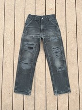 Vintage Carhartt B01 BLK Double Knee Carpenter Pants - 30x30 FADED & DISTRESSED picture