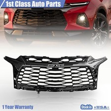 For 2019-2021 Chevy Blazer RS Gloss Black Front Upper Grille Grey Chrome Grill picture