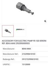 ACCESSORY FOR ELECTRIC PUMP PE-120 10110114 REF. BEKA MAX 2152990610103 picture
