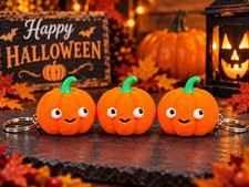 (6) Pumpkin Clicker Fidget Keychains 3D Printed Halloween 6 QTY w  picture