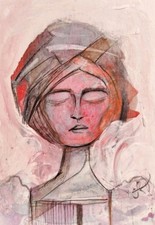 ACEO  Original  Painting Surrealism Abstract Expression Portrait Jess Russell picture