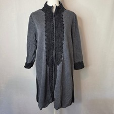 Soft Surroundings Anandi Tencel Zip Front Embroidered Tunic Size Small picture
