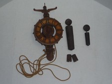 VINTAGE WOOD WOODEN COLUMBUS WALL CLOCK UNKNOWN YEAR WITH WEIGHTS PLEASE READ picture
