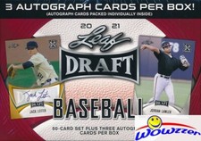 2021 Leaf Draft Baseball Factory Sealed HOBBY Blaster Box-3 AUTOS+50 Card RC SET picture