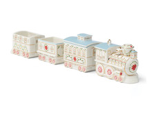 2025 Lenox Holiday Village Christmas Train Server Porcelain Canister Jar Figure picture