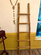 6ft Rustic Log Kiva Blanket Ladder - Handmade with Leather Wrap picture