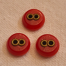 Vintage Lot of 3 Red Round 2-Hole Plastic Buttons for Sewing & Crafts picture