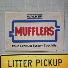 Rare version Vintage Walker mufflers advertisement sign embossed letters 3'×2' picture
