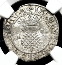 SCOTLAND. James V, 1538-1542. Billon Bawbee, S-5384, NGC AU50 picture