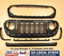Black Front Grille No Camera Hole for Jeep Wrangler JL Gladiator JT 2018-2024 picture