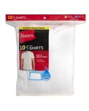 Hanes Tagless Men's White Crew Neck Short Sleeve T-Shirt 10-Pack size L  picture