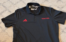 NWT Men's XL Texas Tech Red Raiders Adidas KB4465 Ottoman Black Polo Shirt Golf picture