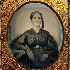 Rare 1860s Tintype 1/6 Plate Hand Tinted Mourning Widow Identified KY Shaker picture