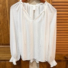 H&M white tie neck blouse picture
