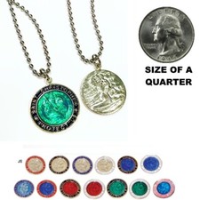 Beach Saint Large St. Christopher Necklace Medal Quarter Size -New Surf Necklace picture