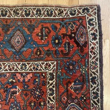 Vintage Rug 3' 9 x 7' 2 Red Brown Hand Knotted Farmhouse Oriental Rug picture