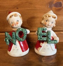 Vintage Napco Christmas Noel Salt And Pepper Shakers 4B3217 Paint Loss picture