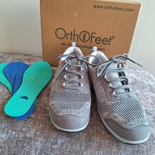 Orthofeet Palma 716 Womens Gray Knit Lace-Up Sneaker 9.5 D Wide Arch Support picture