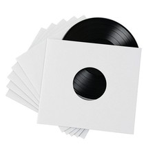 100 - Pack White Paper Vinyl 45 RPM Record Inner Sleeves 7-Inch LP Album picture