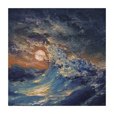 ORIGINAL OIL PAINTING ART SEASCAPE RARE MOONLIT NIGHT UNIQUE GALLERY OCEAN WAVE picture