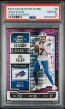 2023 Panini Contenders Optic - Season Ticket Josh Allen Purple Pulsar Prizm /26 picture