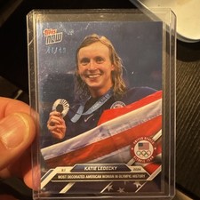 2024 Topps Now Olympics #11 - KATIE LEDECKY - USA Blue Foil Parallel # 47/49 picture