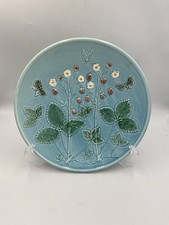 Vintage GERMANY  Made MAJOLICA Pottery PLATE  STRAWBERRIES ZELL picture