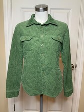 Odille Anthropologie Green Corduroy Button-Up Shacket, Size 10 picture