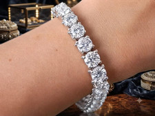 12.50Ct Round Cut Natural Diamond Tennis Luxury Bracelet 14K Solid White Gold picture
