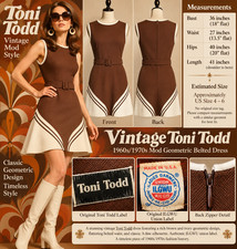 Women’s Vintage 1960s/1970s Toni Todd Mod Geometric Belted Dress picture