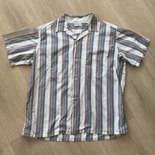 Vtg 50s Penneys Loop Collar mcm Rockabilly Shirt Straight Hem Large picture