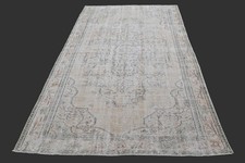 Vintage Turkish Oushak Rug, Beige 5x9 ft, Handmade Wool, Bohemian Anatolian picture