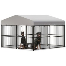 10x10x6 FT Outdoor Large Metal Dog Kennel, Heavy Duty Black Frame Dog Cage picture