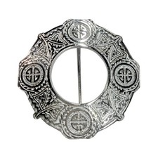 AAR Celtic Knot Chrome Finish Fly Plaid Piper Brooch for 3