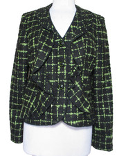 Carlisle Tweed Jacket Size 8 US Women Green Black Wool Blend Tweed picture