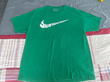 Nike Just Do It Graphic Logo T-Shirt Men's XL Green Loose Fit Crew Neck picture