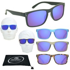 Men Women Reading Sunglass Readers Horn Rimmed Full Lens Tinted Blue Mirror picture