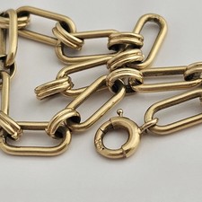 NEW Yellow 925 STAMP PAPERCLIP Rectangle Link Charm Bracelet 7.25 picture