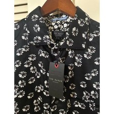 Ted Baker London Men’s M Black Beauty Floral Short Sleeve Button Up Shirt NWT picture