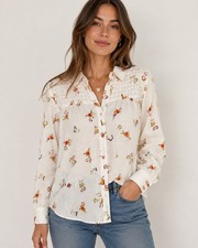 Anthropologie Conversations 15 of 52 Limited Edition Equestrian Print Button-Up picture