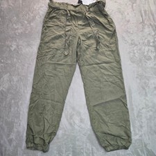 Fashion Nova Cool It Off Pants Olive Green Tencel Paperbag Waist Joggers Large picture