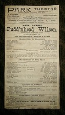 Pudd'nhead Wilson 1895 Mark Twain Frank Mayo Brooklyn Park Theatre Program RARE picture