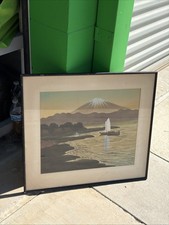 Antique Tsuchiya Koitsu Mt Fuji Japanese Silk Painting Lake Ashi Hakone Signed picture