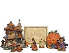 Boyds Halloween Village Lot Punky BooBear's Haunted House Jack-O-Shack 4 Fig NIB picture