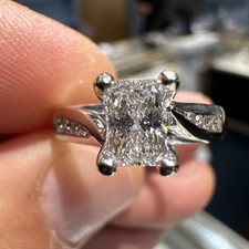 14k White Gold Radiant Cut GIA Natural Diamond Diamond Engagement Ring Size 7 picture