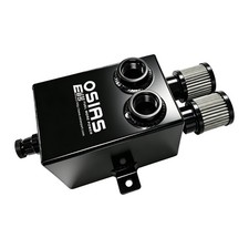 Black 2L 2X 12AN Oil Breather Catch Can Tank 2 Port Dual Breather Filter Kit picture