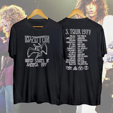 VTG Led Zeppelin 1977 American Tour Black Mens T-Shirt Tee Unisex Vintage S-5XL picture