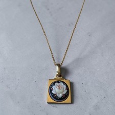 Rare Vintage Toshikane Arita Porcelain Rose Pendant Necklace picture