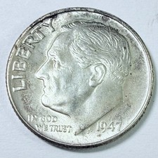 1947 Roosevelt Silver Dime, Actual 90% Silver Coin Shown #12225 picture