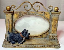 Vtg Mid-Century Gold Metal Scottie Dog Picture Frame – Leashed Scottish Terrier  picture